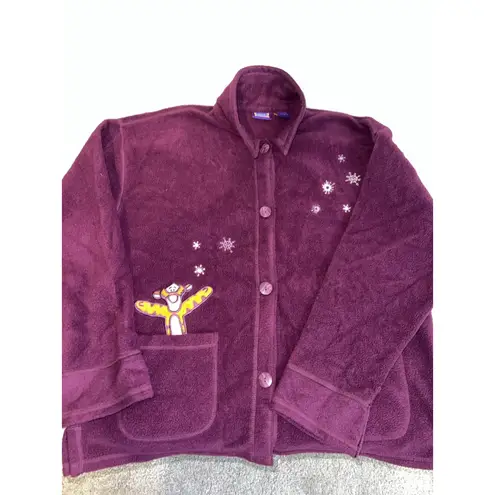 Women's Pooh Purple Fleece Robe with Tigger & Snowflakes, Size L Size L