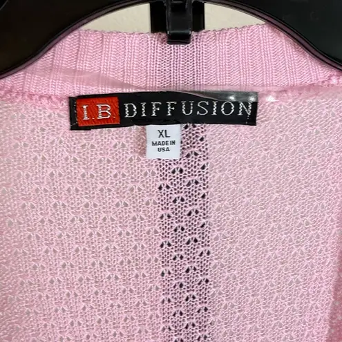 Vintage Barbie Pastel Pink Cardigan Elle Woods Crochet Knit Y2K Cottagecore Size XL