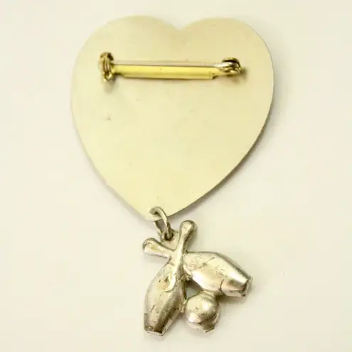 Vintage 50s Heart Bowling Pin Initial I Silver