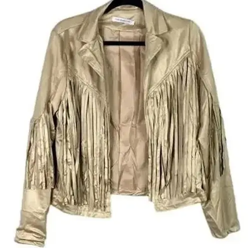 NWT Cropped Soft Faux Western Fringe Suede Open Style Lined Jacket Coat M Cream Size M