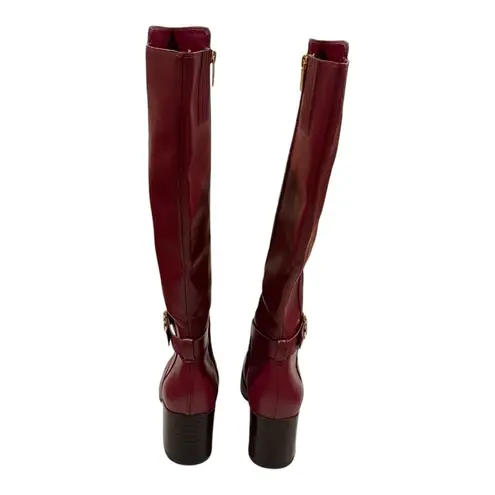 Michael Kors Carmen Riding Boot Stacked Block Heel Mulberry Size 6
