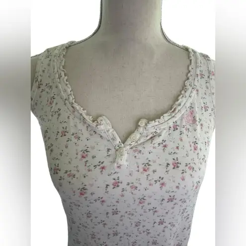 Ralph Lauren LAUREN  Vintage Size Medium, Floral Nightgown Chemise Button Neck