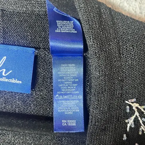 J.H. Collections Cardigan Womens L Black Embroidered Sequined Long Sleeve NEW Size L