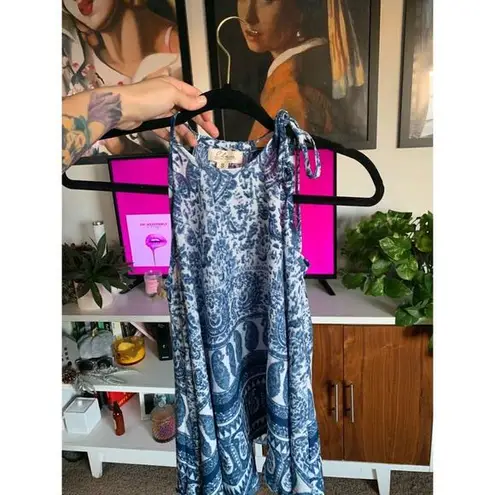 Elan tank top size small blue watercolor bandana look with adjustable neckline