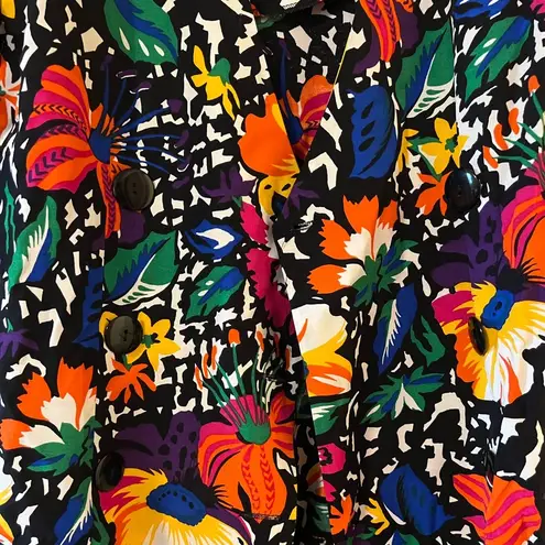 Tropical Flowers Pop Art to Wear Bold Hearts Blazer Jacket Vintage Size 11 12