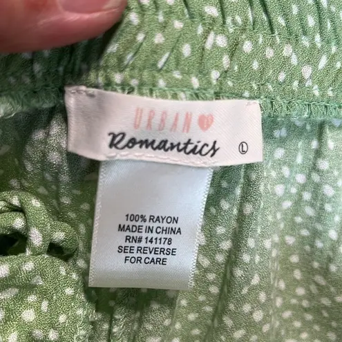 Urban Romantics Wrap Skirt Sage Green Dotted Elastic Back Waist Womens L Midi