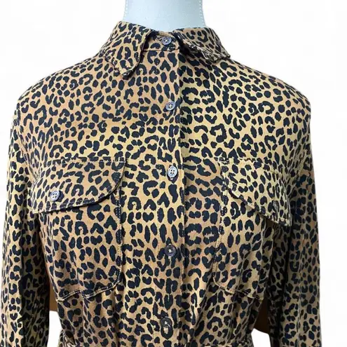 Lands' End Animal Print Long Sleeve Dress Black