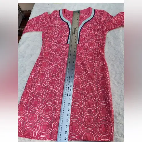 Boden Womens Coral White Polka Dot Circles 3/4 Sleeve Kaftan Tunic Top Size 4 Pink