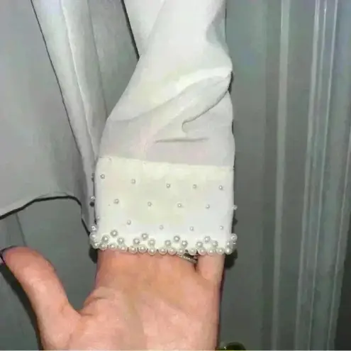 Alfred Dunner  pearl embellished collared blouse size 12 petite