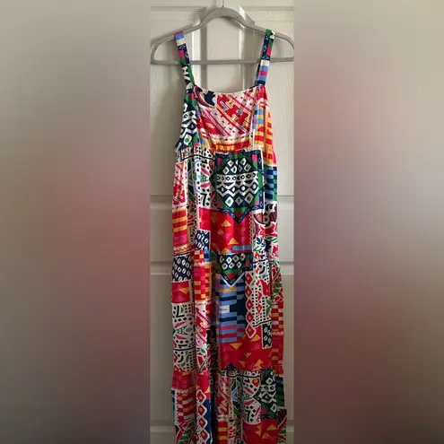 Skies Are Blue Women’s Spring Abstract Print Square Neck Long Maxi Dress Sz S