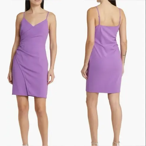 Black Halo purple lilac Esthero Crepe v neck Body-Con mini Dress 0 NWOT