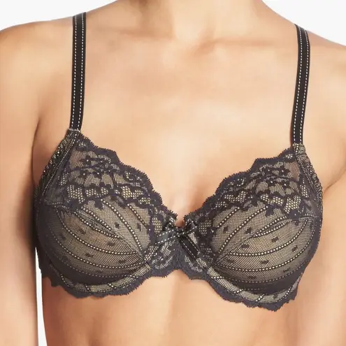 Chantelle Black Lace Rive Gauche Full Coverage Underwire Bra Size 40DDDD