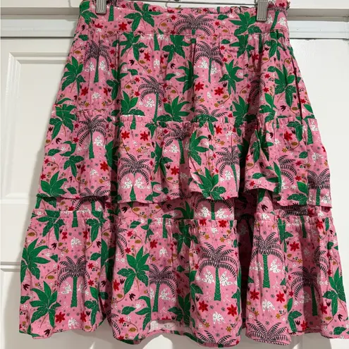 NEW! Boden Multi Tiered Crepe Skirt in Posy Pink, Oriental Palm Size 6R Pink