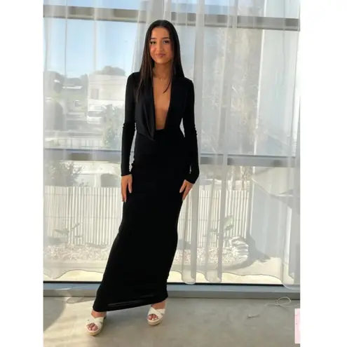 House Of CB  Saskia Plunge Long Sleeve Jersey Gown Size Medium