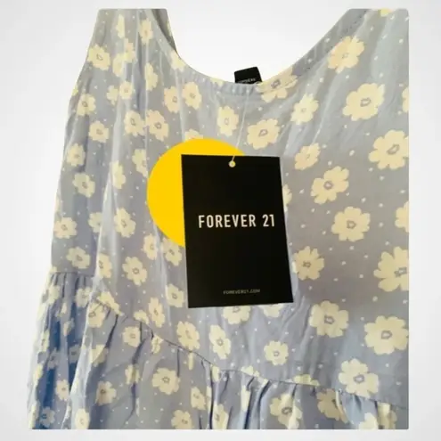 Forever 21  Light Blue Babydoll Dress‎ With White Flowers | Small | NWT