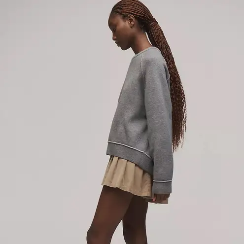 Pilcro The Oaklyn Cozy Crew-Neck Sweatshirt in Gray Size Small