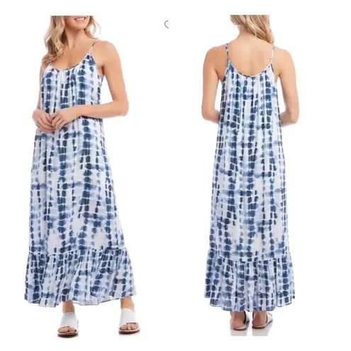 Karen Kane Ruffle Hem Maxi Dress Blue & White size S