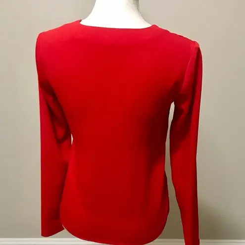 Rachel Roy Womens Red Long Sleeve V Neck Top Size: XS