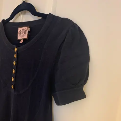 Juicy Couture  | Navy Knit Dress Small Gold Buttons