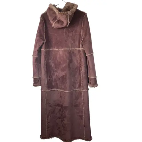 Gallery Vintage Y2K Tan Suede Sherpa Penny Lane Trench Coat-size Small
