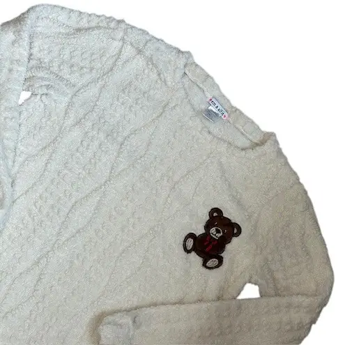 Em & Alfie Cream Teddy Bear Fuzzy Pullover Sweater Cute Kawaii Softcore Small Brown