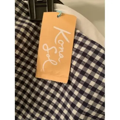 Kona Sol Women's SwimSuit Ruffled Check Choose Your Size Blue & White