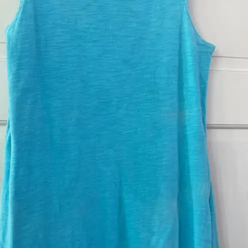 Neon Buddha Blue Layered Cotton Dress Sleeveless Comfort Pool Beach Size XS