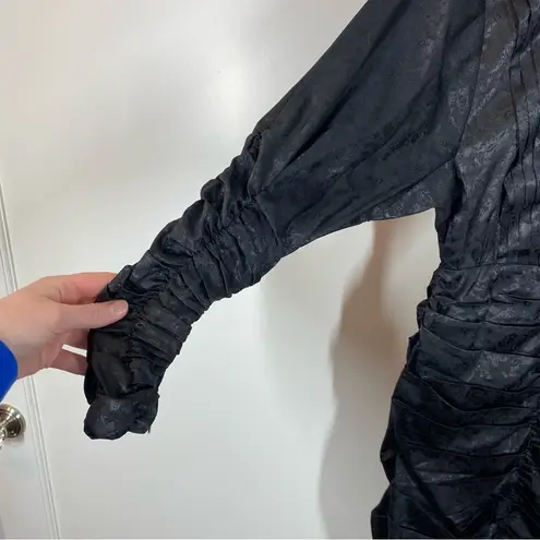 Hunter Bell Ariana Ruched Long Sleeve Black Onyx Dress size 0 NWT LBD sexy prom