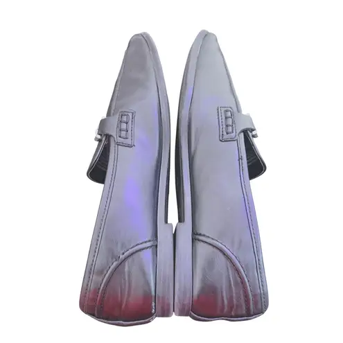 A New Day  Gold Chainlink Faux Leather Womens Loafers Size 8 Black Slip On Preppy