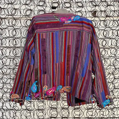 National Geographic Vintage Woven Paisley Embroidered Art to Wear Stripe Blazer