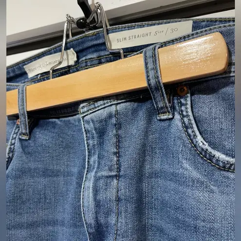 Pilcro and the Letterpress Embellished Pilcro Mid-Rise Slim Straight Jeans | Size 30 | Wearable Art