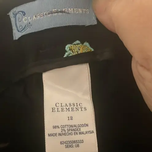 Classic Elements Black  Pants with Colorful Embroidered butterflies 12