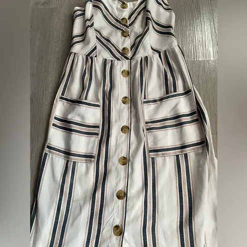 Style House Striped Button-Front Midi Dress