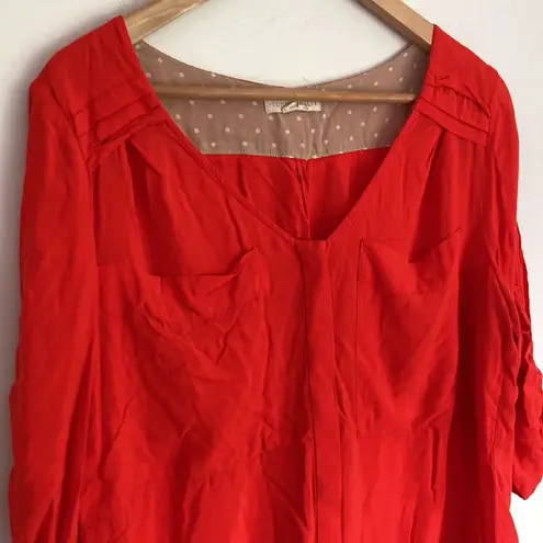 Anthropologie Edme & Esyllte| Red Flowy Blouse Top Size 8 