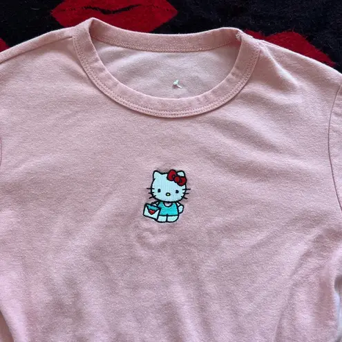 Hello kitty pink coral ties crop top S