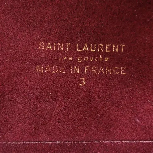 Saint Laurent Vintage St Laurent Suede Belt 36" Burgundy Square Gold Floral Buckle Hippie Boho