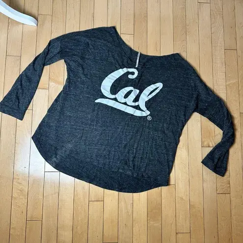 UC BERKELEY Cal Bears Cut Off Shoulder Tissue Long Sleeve T SHirt Size S/M Gray