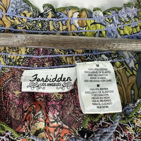 Forbidden Los Angeles Blouse Womens Medium Paisley Boho Sheer Fairy Y2K Top