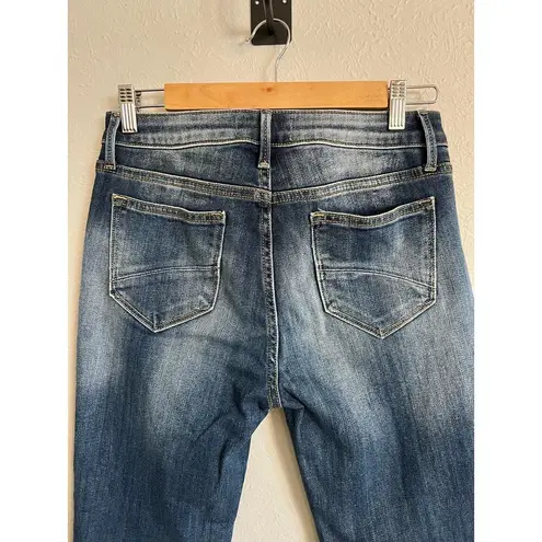 Driftwood  Jackie Medium Wash Embroidered Floral Black Slim Leg Jeans Size 28