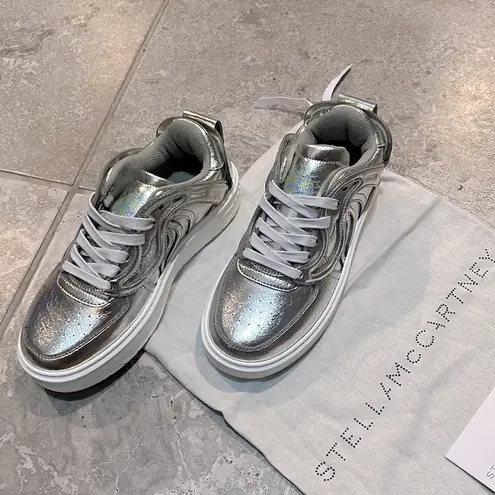 Stella McCartney S-Wave Lace Up Sneakers, Metallic Size 35 NEW w/Dust Bag $830