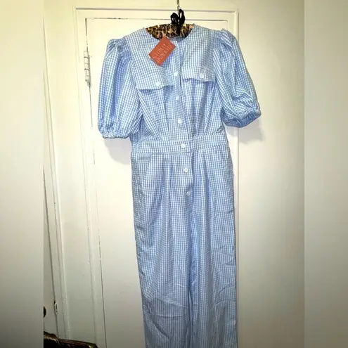 NWT Mable Blue Gingham Jumpsuit with Cinched Waist Small fits US 6/8