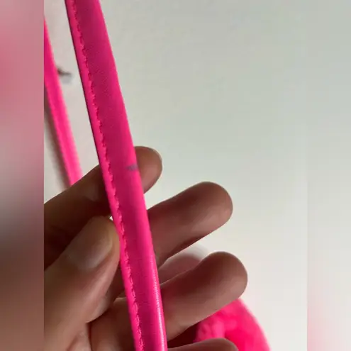 Young Adult SMILEY Small Sherpa Tote Bag Crossbody Neon Smiley Face Y2K Hot Pink