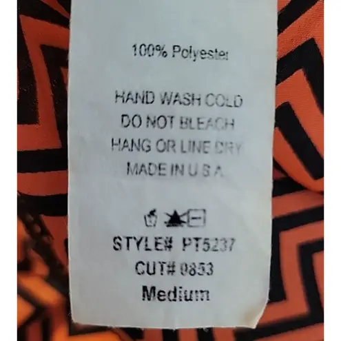 Orange & Black Chevron Striped Top Career Office Professional Colorful Size M Size M