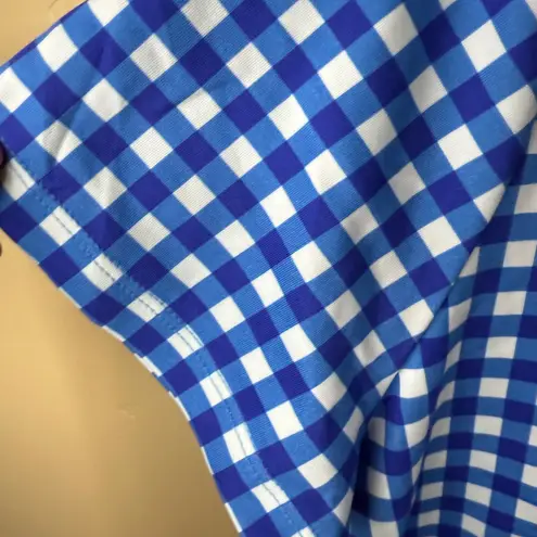 Draper James  x LANDS' END XL Polo Shirt Blue White Gingham Golf PreppyTop‎