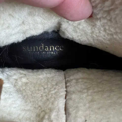 Sundance Sz 38 US 7.5 8 Molly Pitcher Leather Sherpa Lined Booties Boots Buckle