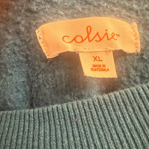 Colsie Teal Blue Fleece Lounge Slight Crop Sweatshirt