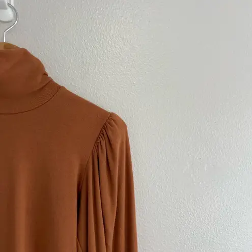 Rachel Pally Luxe Rib Eloise Turtleneck Bodysuit In Brass L