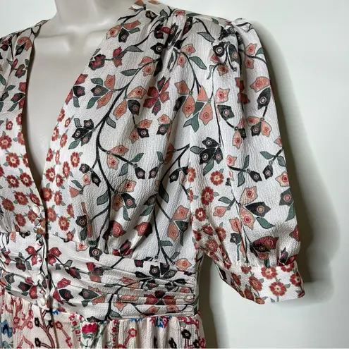 Ba&sh Ganiela Mixed-Print floral print mini short sleeve button front Dress sz 4