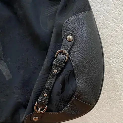 Juicy Couture Retired  Black Signature Fabric And Leather Hobo Shoulder Bag