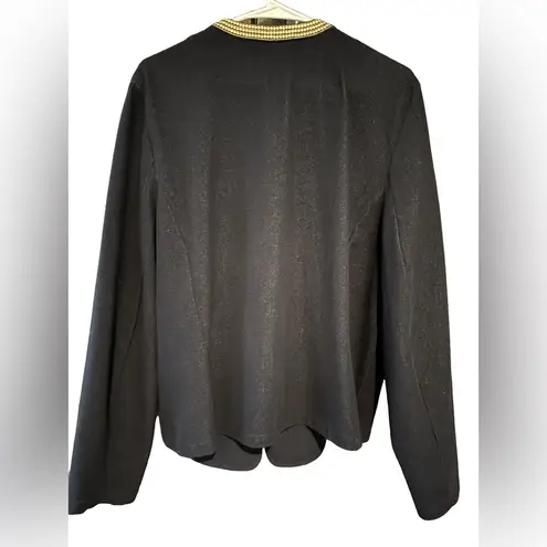 Bob Mackie Navy Jacket w/ Gold Sequin Accents, Hook & Eye Front Closure, Medium